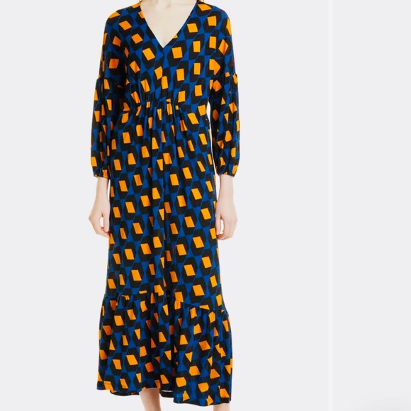 Diane Von Furstenberg Dresses & Skirts - Diane Von Furstenberg (DVF)Ebony Geo Print Long Sleeve Maxi Dress (NWOT)Small